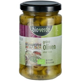 bio-verde Grüne Oliven ohne Stein - Bio - 200g