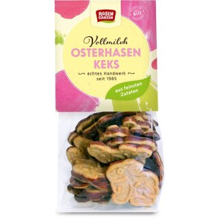 Rosengarten Dinkel-Osterhasen-Kekse mit Vollmilchschokoladenboden - Bio - 150g