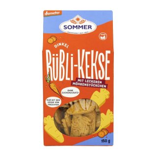 Sommer Demeter Dinkel Rübli-Kekse mit leckeren Möhrenstücken - Bio - 150g