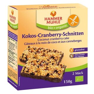 Hammermühle  Kokos-Cranberry-Schnitte - Bio - 150g