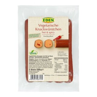 EDEN Vegetarische Knackwürstchen hot&spicy - 200g