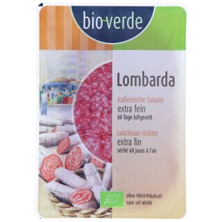 bio-verde Lombarda Salami Aufschnitt aus Italien feiner Wurstteig - Bio - 80g