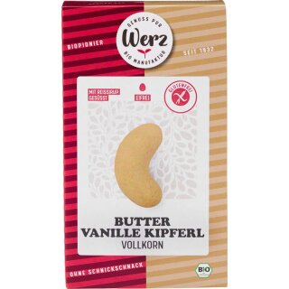 Werz Butter Vanille Kipferl Vollkorngebäck glutenfrei - Bio - 125g
