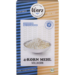 Werz 4-Korn Mehl Vollkorn glutenfrei - Bio - 1000g