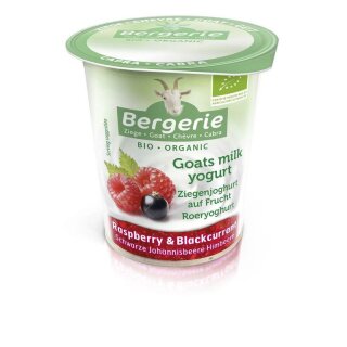 Bergerie Ziege Ziegenjoghurt Natur auf schwarzer Johannisbeere Himbeere - Bio - 125g