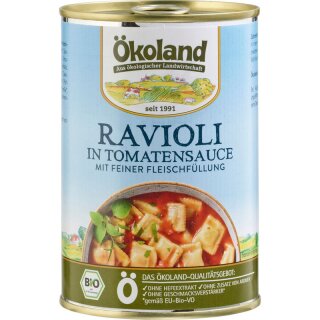 Ökoland Ravioli mit fleischhaltiger Füllung in Tomatensauce - Bio - 400g