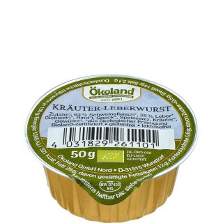 Ökoland Kräuter-Leberwurst in Gourmet-Qualität - Bio - 50g