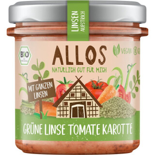 Allos Linsen Aufstrich Grüne Linse Tomate Karotte - Bio - 140g