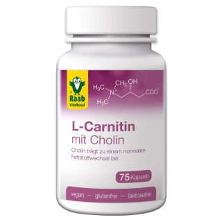 Raab Vitalfood L-Carnitin mit Cholin 75 Kapseln à 650 mg - 48,8g