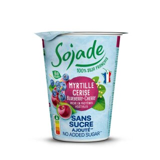 Sojade Soja-Alternative zu Joghurt Heidelbeere-Kirsche ohne Zuckerzusatz - Bio - 400g