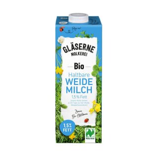Gläserne Molkerei GM H-Milch 1,5% Fett - Bio - 1l