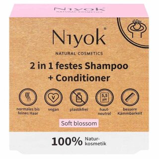 Niyok 2 in 1 festes Shampoo & Conditioner Soft Blossom - 80g