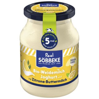 Söbbeke Saisonjoghurt Zitrone Typ Buttermilch 3,8% Fett - Bio - 500g