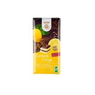 GEPA Lemon Crisp eiße Schokolade mit Zitronencrisp und Zartbitterschokolade - Bio - 80g