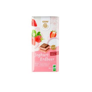 GEPA Weiße Joghurtschokolade mit Erdbeerpulver und Vollmilchschokolade - Bio - 80g