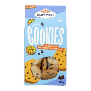 Sommer Demeter Dinkel Cookies Orange mit Zartbitter-Schokolade - Bio - 150g x 6  - 6er Pack VPE
