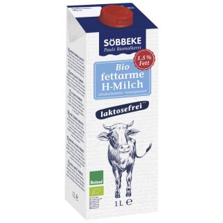 Söbbeke haltbare fettarme Milch laktosefrei - Bio - 1l x 12  - 12er Pack VPE