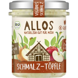 Allos Schmalz-Töpfle mit Zwiebeln und Äpfeln - Bio - 150g x 6  - 6er Pack VPE