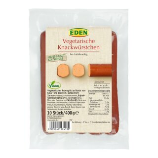 EDEN Vegetarische Knackwürstchen Doppelpackung - 400g x 12  - 12er Pack VPE