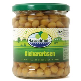 Marschland Kichererbsen 370 ml Gl. - Bio - 0,22kg x 6  - 6er Pack VPE