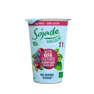 Sojade Soja Alternative zu Kefir Heidelbeere-Kirsche ohne Zuckerzusatz - Bio - 250g x 6  - 6er Pack VPE