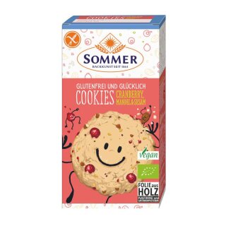 Sommer Glutenfrei und Glücklich Cookies Cranberry Mandel & Sesam - Bio - 125g x 6  - 6er Pack VPE