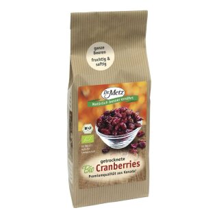 Dr. Metz Cranberries getrocknet und mit Apfelsaft gesüßt - Bio - 250g