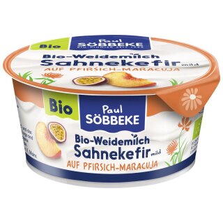 Söbbeke Weidemilch Sahnekefir mild auf Pfirsich-Maracuja 10% Fett Becher - Bio - 150g