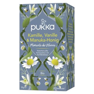 Pukka Kräutertee Kamille Vanille & Manuka-Honig 20 Teebeutel - Bio - 32g x 4  - 4er Pack VPE