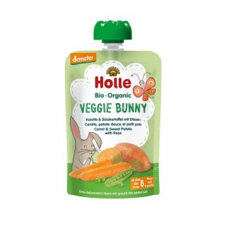 Holle Veggie Bunny Karotte & Süsskartoffel mit Erbsen - Bio - 100g x 12  - 12er Pack VPE