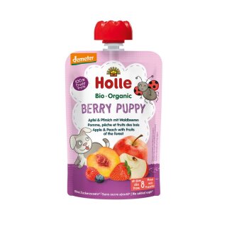 Holle Berry Puppy Apfel & Pfirsich mit Waldbeeren - Bio - 100g x 12  - 12er Pack VPE