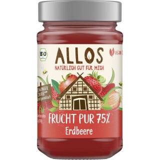 Allos Frucht Pur 75% Erdbeere - Bio - 250g x 6  - 6er Pack VPE