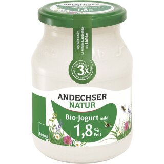 Andechser Natur Jogurt mild 1,8% - Bio - 500g x 6  - 6er Pack VPE