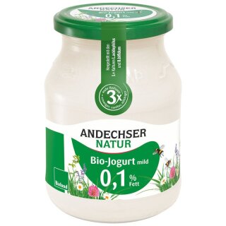 Andechser Natur Jogurt mild 0,1% - Bio - 500g x 6  - 6er Pack VPE