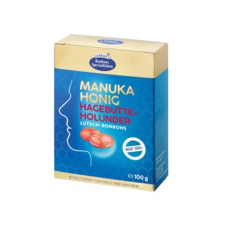 Liebhart’s Manuka Honig Hagebutte-Holunder Bonbons - Bio - 100g x 10  - 10er Pack VPE