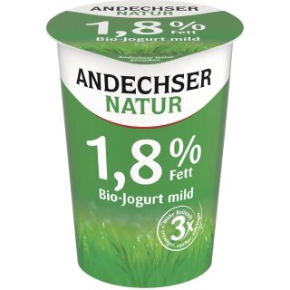Andechser Natur Jogurt mild 1,8% Becher - Bio - 500g x 6  - 6er Pack VPE