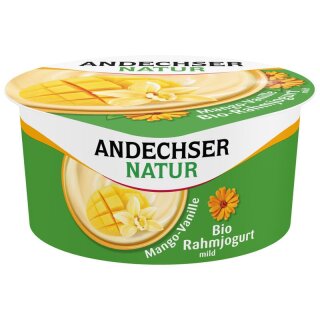 Andechser Natur Rahmjogurt mild Mango-Vanille 10% - Bio - 150g x 6  - 6er Pack VPE