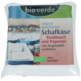 bio-verde Schafkäse mit Knoblauch und Peperoni - Bio - 150g x 6  - 6er Pack VPE