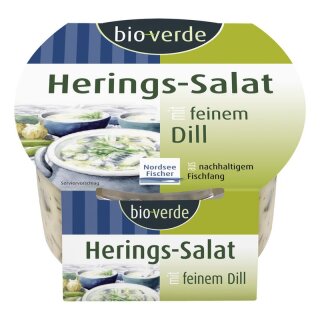 bio-verde Herings-Salat mit feinem Dill - Bio - 150g x 4  - 4er Pack VPE