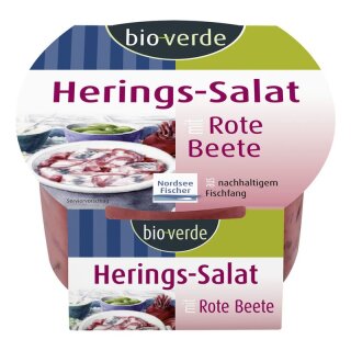 bio-verde Herings-Salat mit Rote Beete - Bio - 150g x 4  - 4er Pack VPE