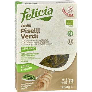 Felicia Bio Grüne Erbsen Fusilli glutenfrei - Bio - 250g x 12  - 12er Pack VPE