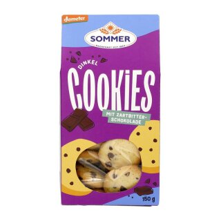 Sommer Demeter Dinkel Cookies mit Zartbitter-Schokolade - Bio - 150g x 6  - 6er Pack VPE
