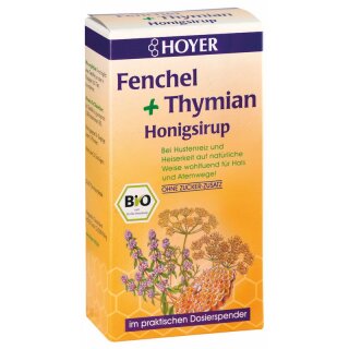 HOYER Fenchel + Thymian Honigsirup - Bio - 250g x 5  - 5er Pack VPE