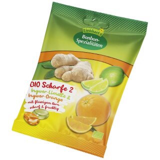 Liebhart’s Bonbon Die scharfen Zwei Ingwer-Limette Ingwer-Orange - Bio - 100g x 18  - 18er Pack VPE