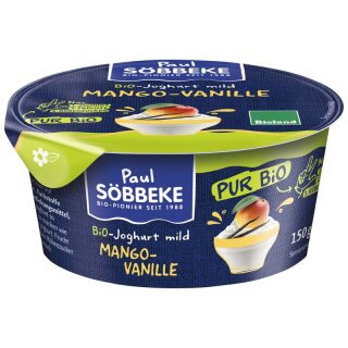 Söbbeke Pur Joghurt Mango Vanille 3,8% Fett - Bio - 150g x 6  - 6er Pack VPE