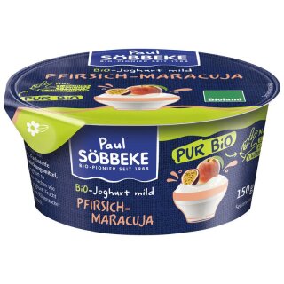 Söbbeke Pur Joghurt Pfirsich-Maracuja 3,8% Fett - Bio - 150g x 6  - 6er Pack VPE