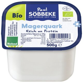 Söbbeke Speisequark Magerstufe - Bio - 500g x 12  - 12er Pack VPE