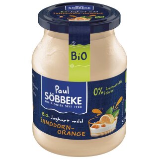 Söbbeke Joghurt mild Sanddorn-Orange - Bio - 500g x 6  - 6er Pack VPE