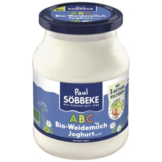 Söbbeke ABC Weidemilch Joghurt mild - Bio - 500g x 6  - 6er Pack VPE