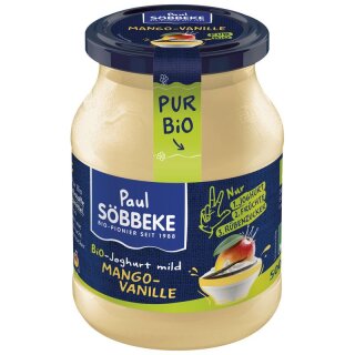 Söbbeke Pur Joghurt mild Mango-Vanille - Bio - 500g x 6  - 6er Pack VPE
